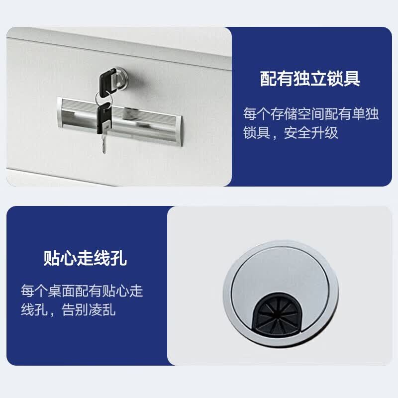锦北全钢保险桌办公财务电脑桌保险柜家用防盗收银桌1.2米双柜军绿色高清大图