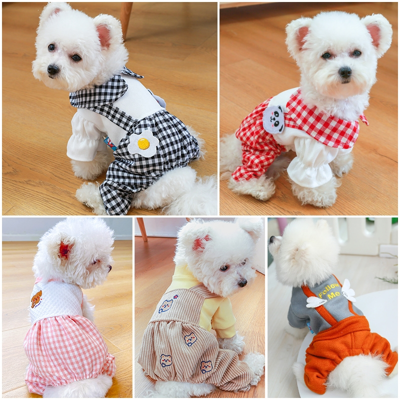春秋款冬装狗狗衣服米妮泰迪比熊博美小型犬宠物狗四脚衣背带裤秋装服