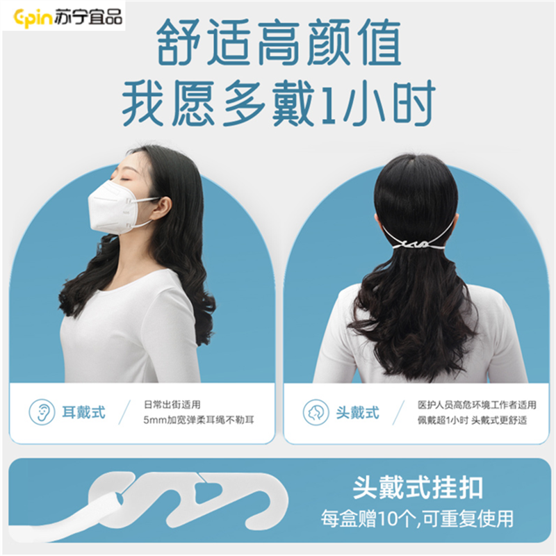 苏宁宜品可孚N95型医用口罩3d立体白色级别医护用防护独立包装 [级]独立包装-1盒 共30只