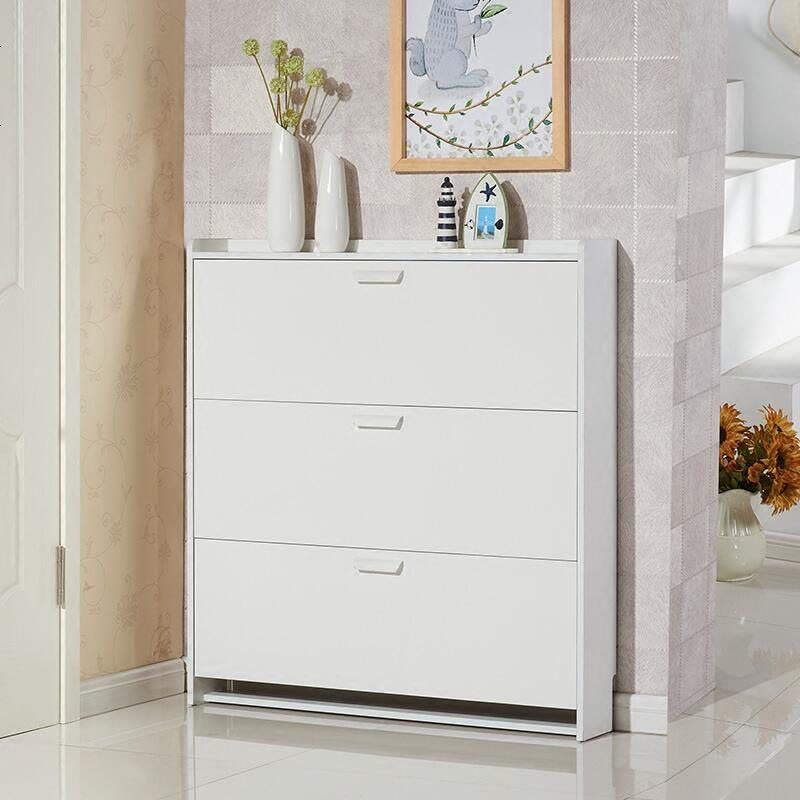 超薄翻斗鞋柜子实木纤维板简约现代玄关厅鞋架简易防尘外鞋柜 长60厚24高107图片