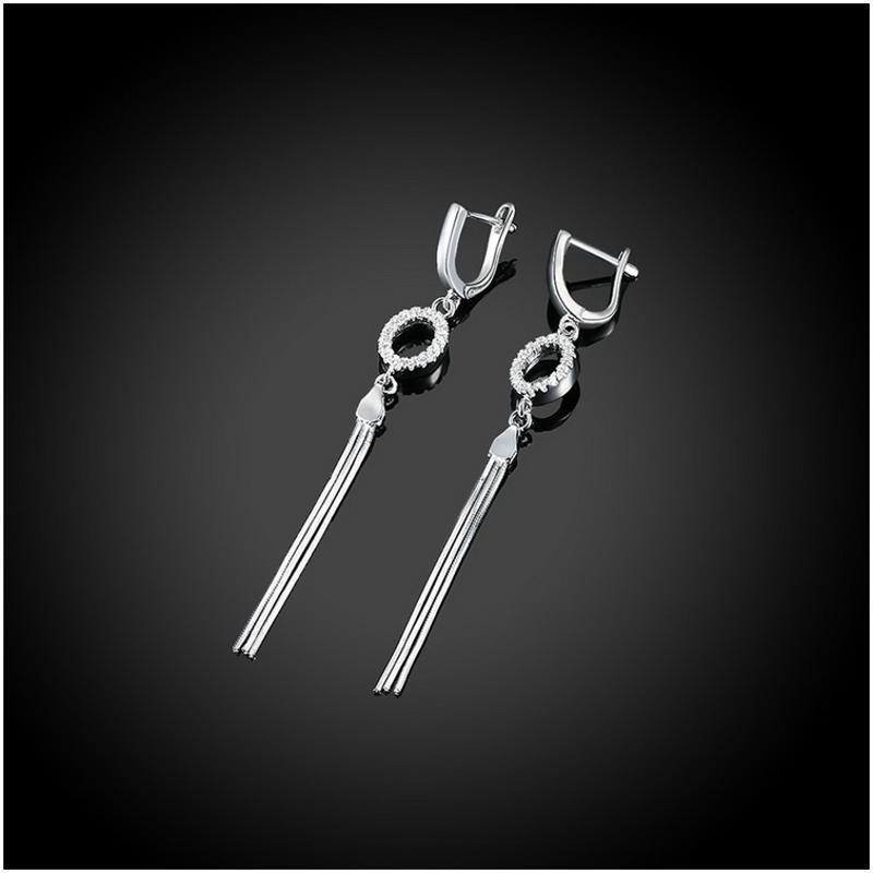 E078 Silver Earrings 925纯银耳环日韩耳钉女气质长款简约防过敏送女朋友七夕情人节礼物