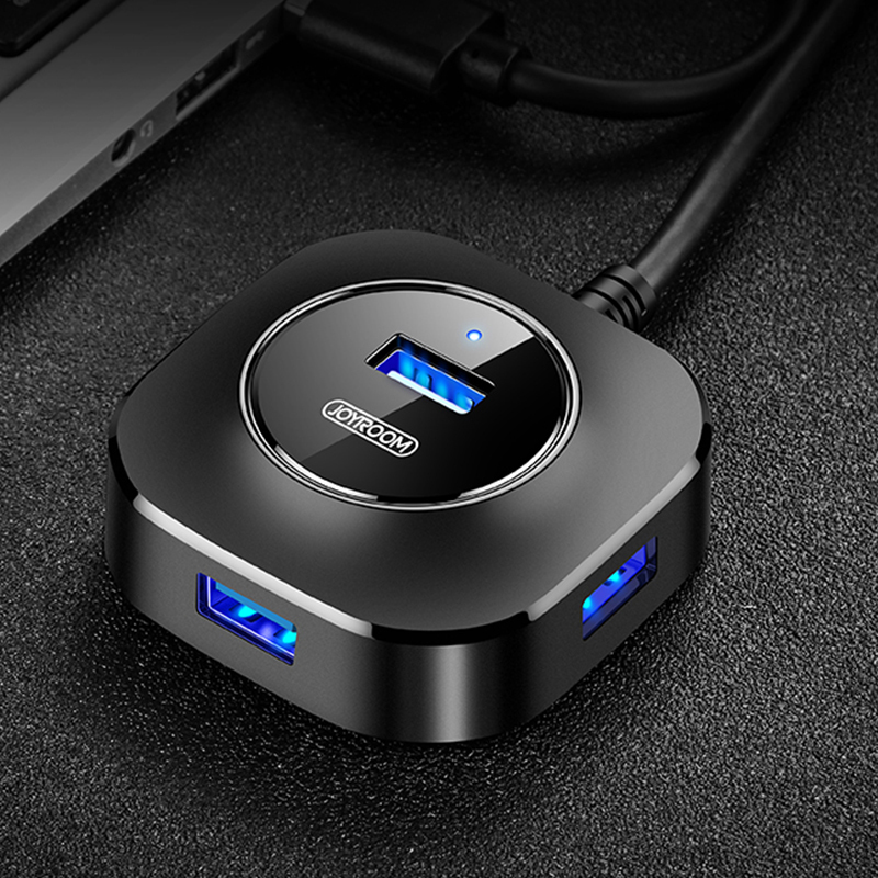 机乐堂 joyroom一拖四USB3.0分线器 黑色 1米线 扩展器多口type-c笔记本台式电脑多设备使用