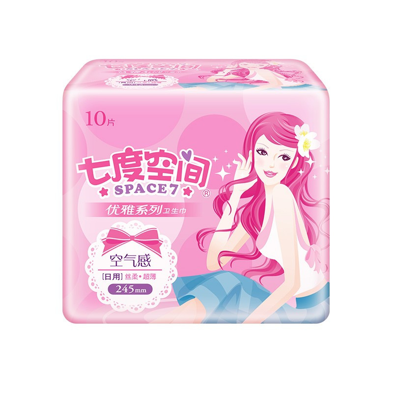 七度空间优雅系列卫生巾姨妈巾组合装 日用棉柔245mm 10片6包60片