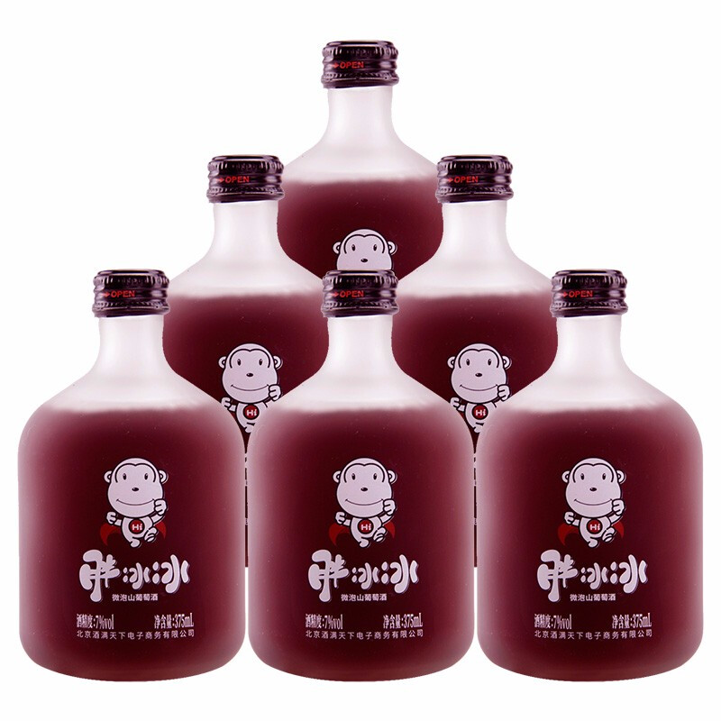 [6瓶套装 国货通天]中国通天(TONTINE)胖冰冰微泡山葡萄酒375ml*6 (非整箱)