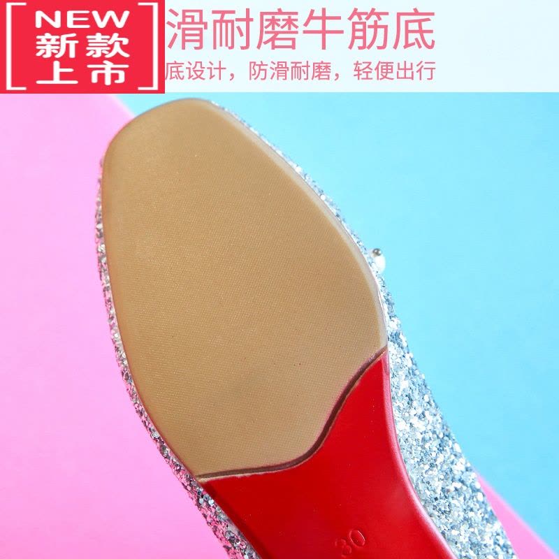 可莉允公主鞋女童春秋儿童高跟小女孩水晶皮鞋演出走秀模特主持礼服鞋子运动休闲鞋图片