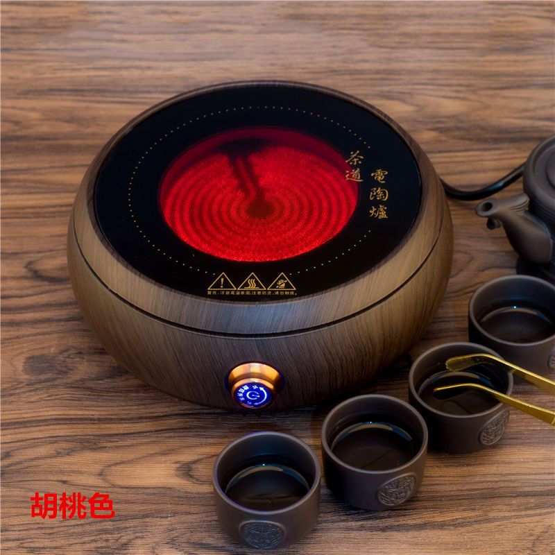 电陶炉茶炉小型家用静音铁壶玻璃壶泡茶煮茶器电茶炉光波炉电煮炉|桃红色 竹盖壶