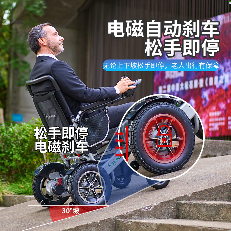 美国合邦电动轮椅手动折叠老人残疾人专用智能多功能代步车