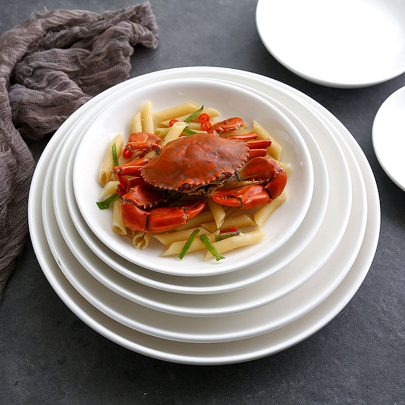 顺心优 纯白陶瓷剁椒鱼头盘 瓷盘深菜盘 10英寸/个高清大图