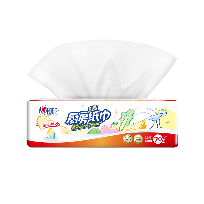 心相印 加厚吸油锁水 食品接触级 70抽塑装无印花抽纸/厨房纸巾单提装KDT170高清大图