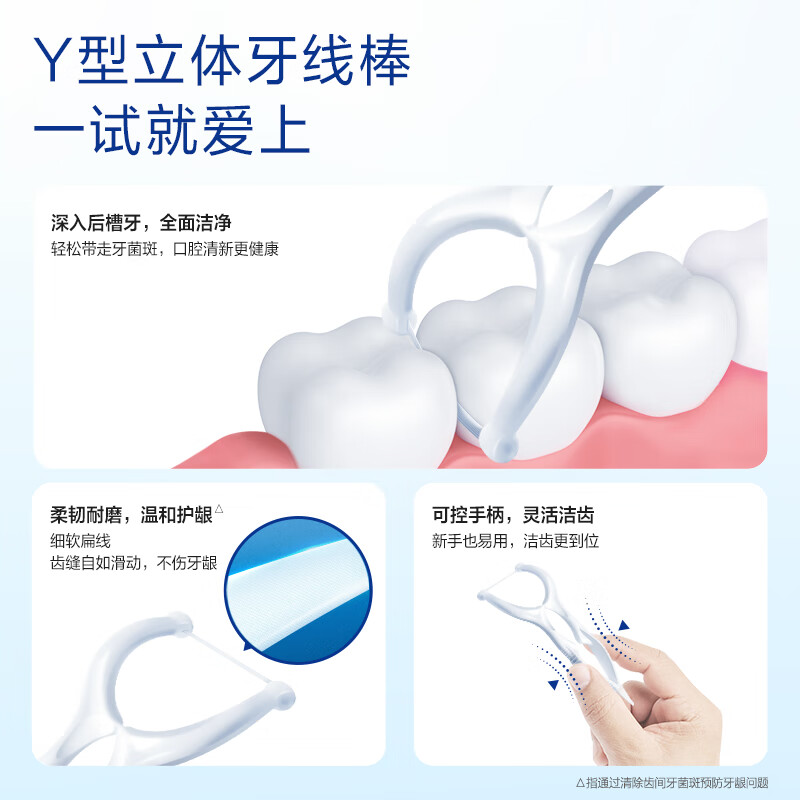 欧乐b牙线棒30枚细软线 glide立体压力牙线签Y型牙扁线牙缝刷高清大图