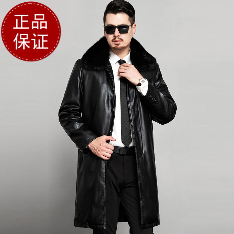 掉皮包换 海宁皮衣男中年爸爸装父亲真皮绵羊皮派克服冬季中长款貂皮外套早买早便宜高清大图