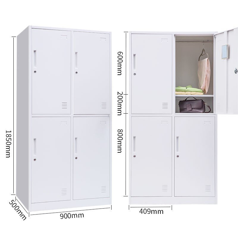 震海白色四门更衣柜储物柜鞋柜员工存包柜钢制办公柜类更衣柜衣柜 家用四门衣柜高清大图