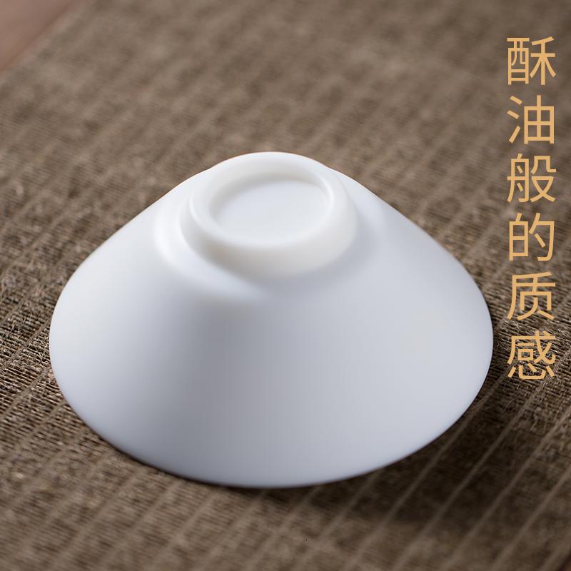 家柏饰(CORATED)羊脂玉斗笠茶杯小号品茗杯家用主人杯白瓷饮茶杯礼盒装190127高清大图
