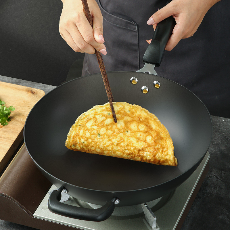 炊大皇(COOKER KING)手工铸铁炒菜锅不易锈锅具34CM无涂层传统铸铁炒锅 CG34SZ