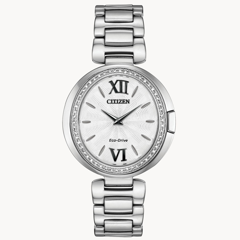 西铁城citizencapella系列光动能时尚优雅镶钻腕表女士手表石英表女表