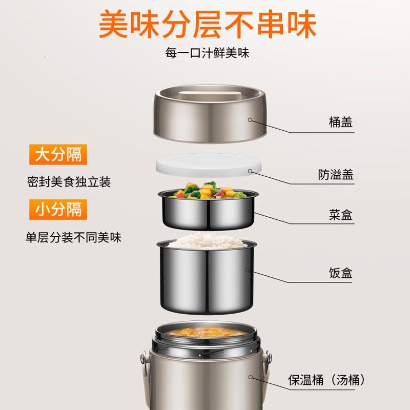 苏泊尔(SUPOR)保温饭盒304不锈钢真空保温桶三层大容量饭盒学生便当盒保温 2.0L KF20F1[本色]高清大图