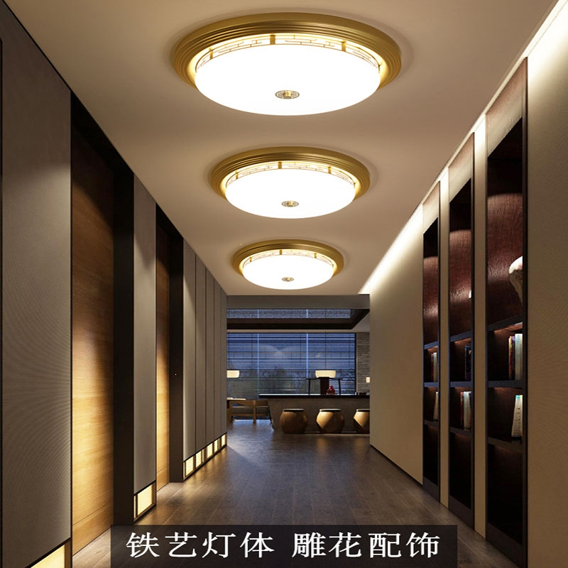 大海边新中式吸顶灯户外玻璃大门玄关走廊卧室灯门口庭院感应室外阳台灯