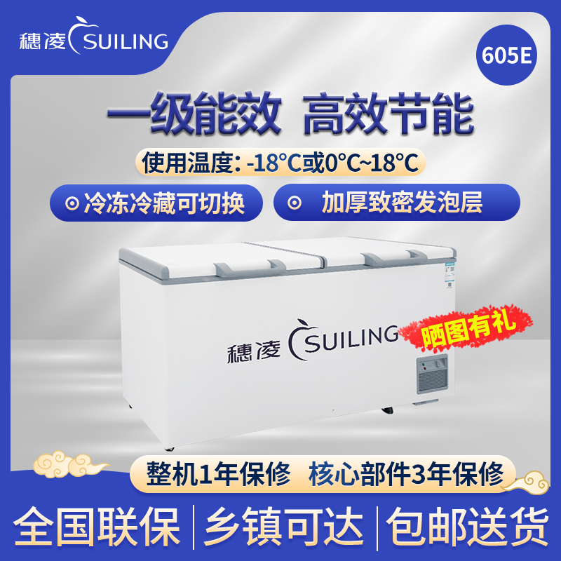 穗凌(SUILING)BD-605E单温大卧柜冰柜冷冻冷藏柜转换厨房冰箱保鲜柜速冻顶开门密封柜商用雪柜544升一级能效