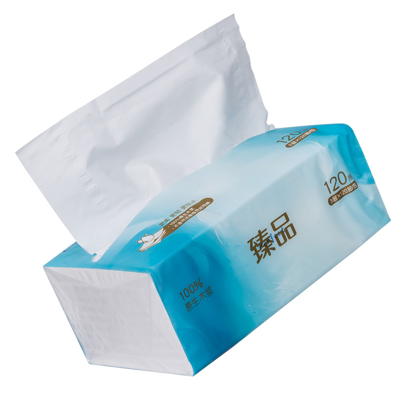 齐心 LPRC0003 臻品系列纸面巾 软抽纸 120抽 3层 白 1箱装高清大图