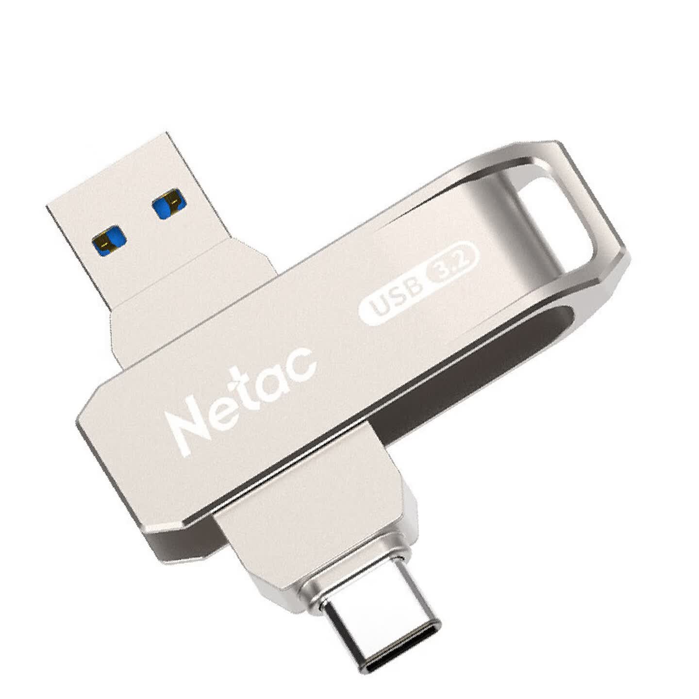 朗科(Netac)US15-128G U盘 USB3.2+Type-C 银色