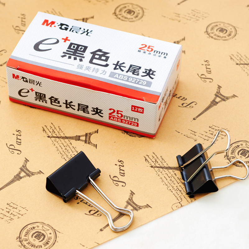 晨光(M&G)ABS92729 长尾夹 Eplus25mm(盒装)黑色 4# 12盒装高清大图