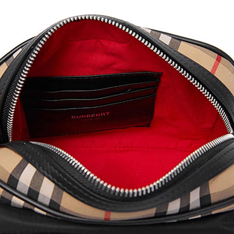 巴宝莉burberry格纹拼皮革斜挎包vintage经典格纹相机包吴亦凡同款