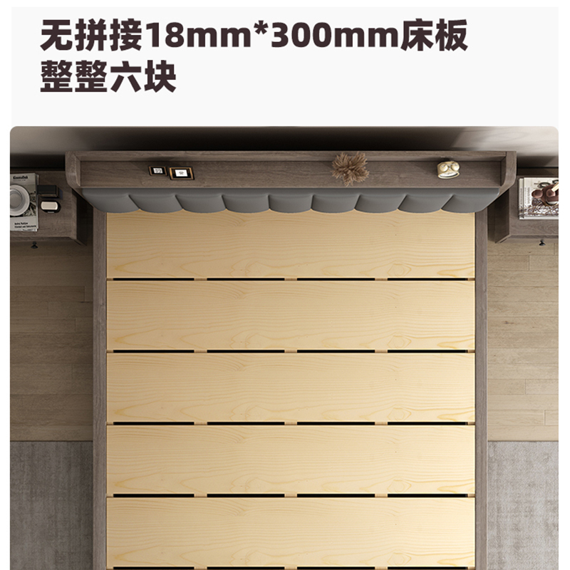 布欧格实木床落地软包床高清大图