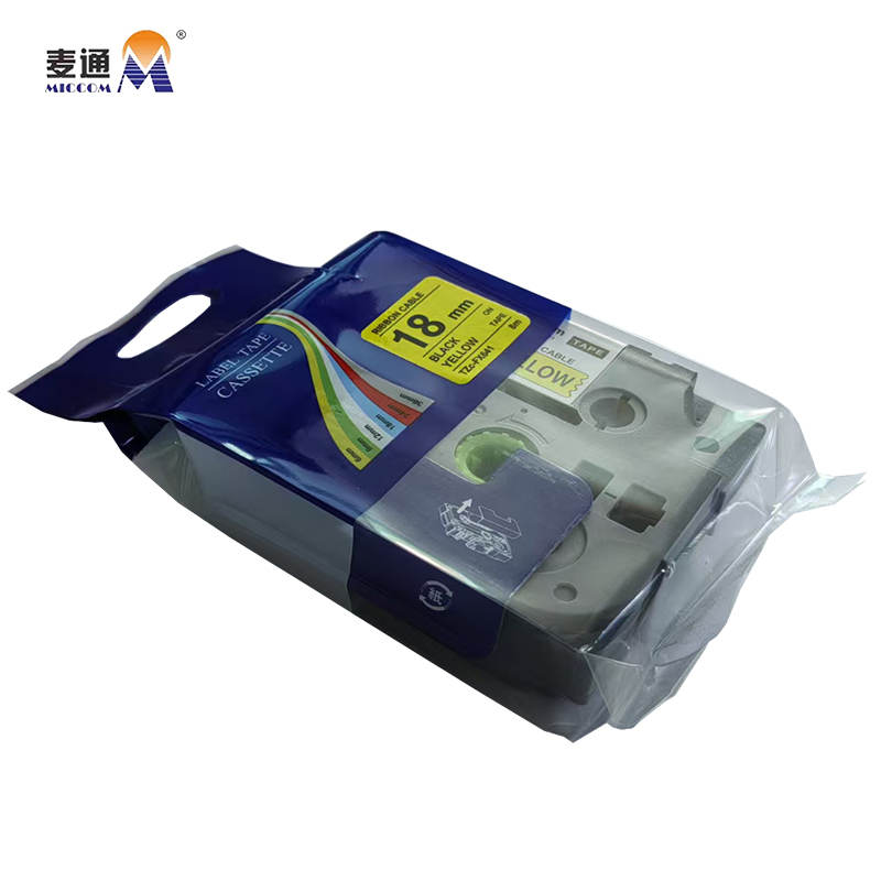 麦通 标签色带 适用兄弟标签机 黄底黑字18mm /个