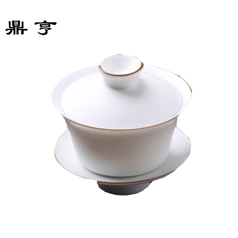 鼎亨白瓷盖碗茶杯景德镇陶瓷耐热家用套装汝窑普洱大号三才盖碗