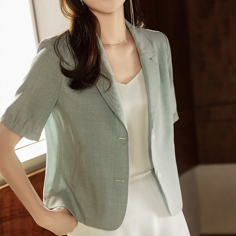 女先生女士西装短袖西装外套女薄款垂感宽松短款休闲气质感小西服春秋