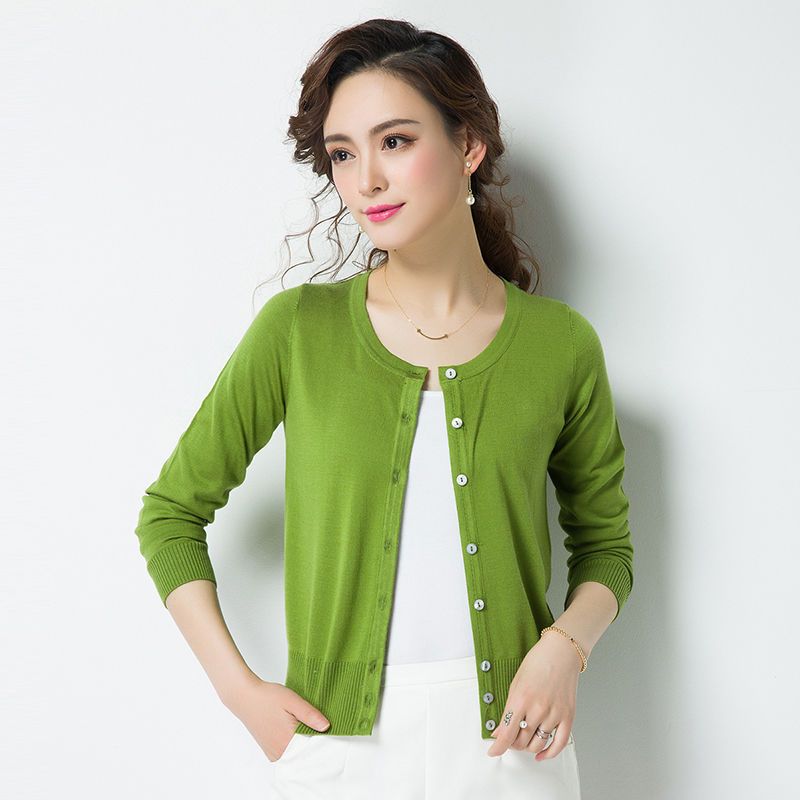 冰丝针织开衫女短款夏季韩版宽松空调衫外搭长袖薄披肩小外套