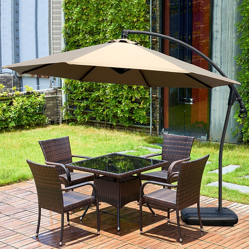 闪电客户外桌椅露台花园庭院藤椅休闲组合室外带伞露天椅茶桌编藤遮阳