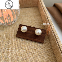 JiMifever博主同款正圆珍珠耳钉S925银针耳饰小众设计轻奢高级耳环女 14mm高亮珍珠气场全开