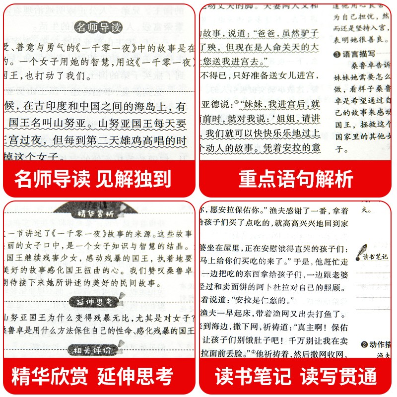 [正版]一千零一夜书籍阿拉伯民间故事书完整版五年级快乐读书吧名师导读带批注立人主编天地出版社小学生三年级四五六年级高清大图