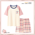 浪莎睡衣女夏季纯棉薄款短袖短裤可爱夏天休闲可外穿家居服两件套 XL YS22019