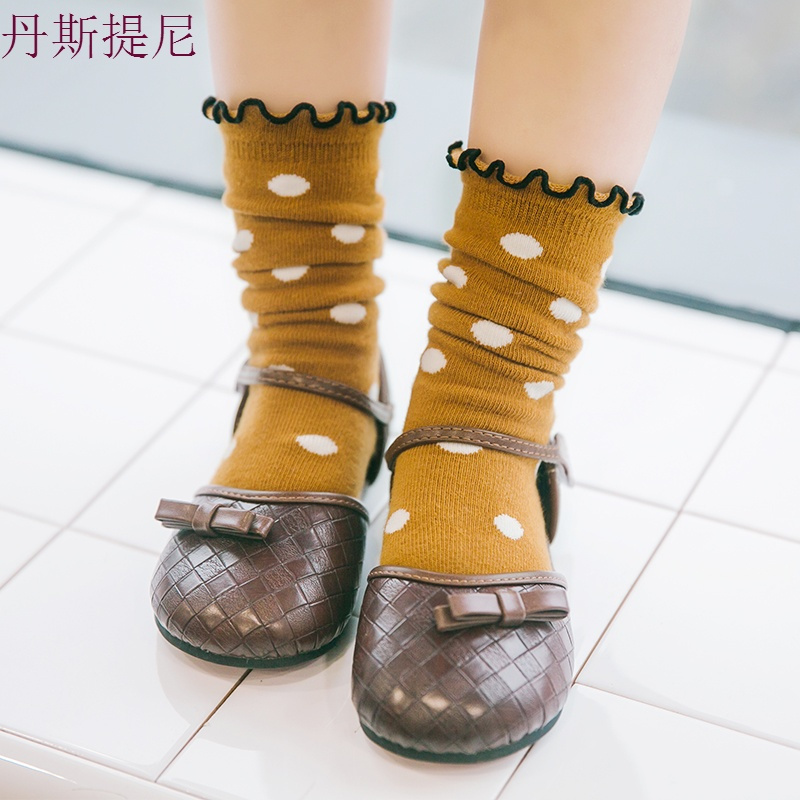 儿童中筒袜春夏季男童长袜子女童全棉潮袜宝宝堆堆袜薄条纹木耳边