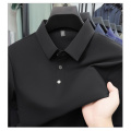 夏季polo衫男士短袖翻领冰丝痕T恤新款中年男装商务体恤男 2XL 黑色