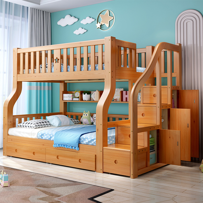 儿童床衣柜子母床高低床成人床大人床成年床多功能母子床上下铺木床