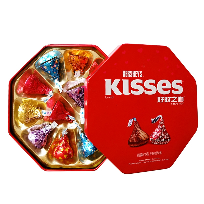 好时(Hershey’s) kisses好时牛奶巧克力12粒八角铁盒结婚喜糖礼盒装(不含礼袋)高清大图