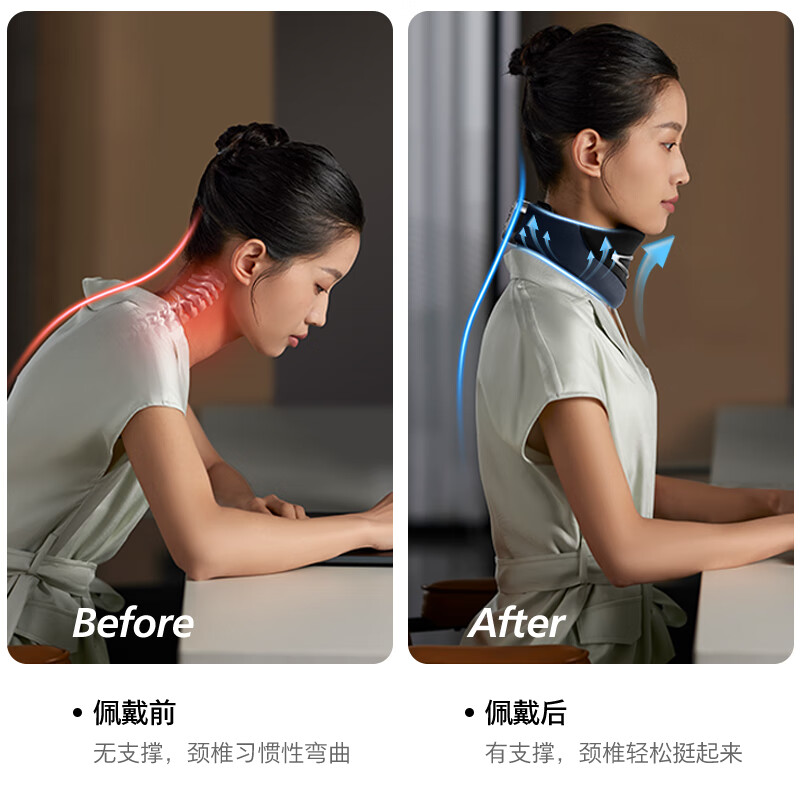 飞利浦(PHILIPS)颈部按摩器颈椎按摩仪按摩枕EMS脉冲热敷承托三合一低头族肩颈小颈托送父母朋友节日礼物3306N高清大图