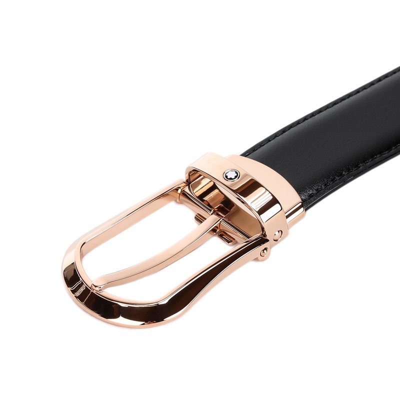 万宝龙montblanc双面自由剪裁牛皮商务皮带黑色棕色118426