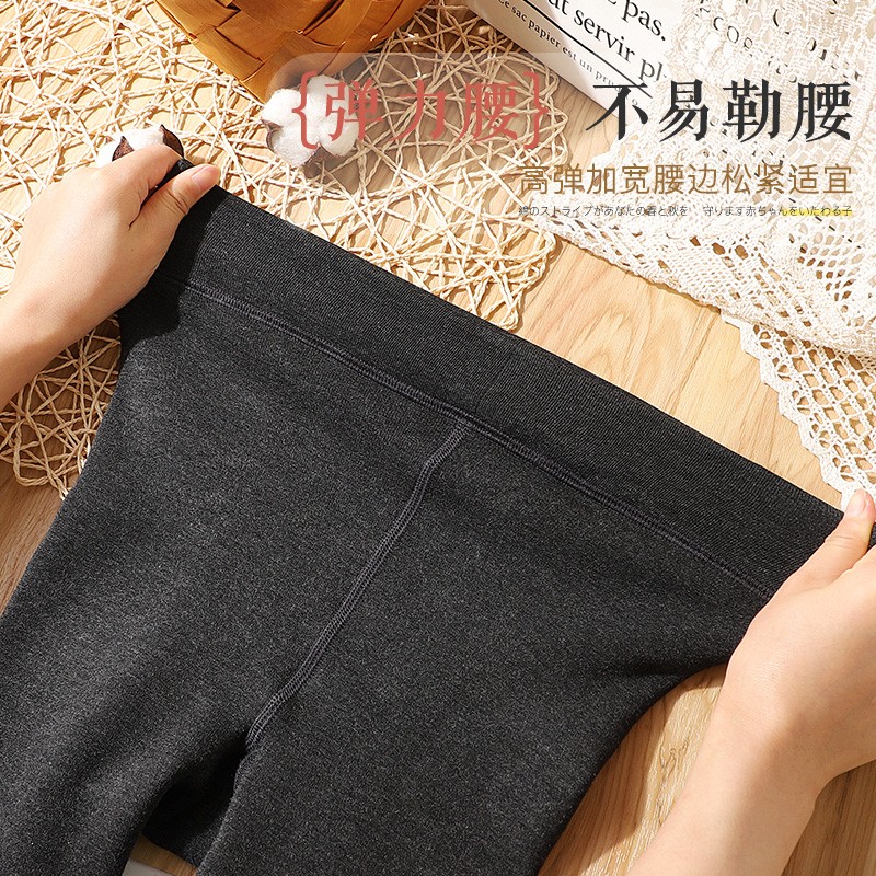 浪莎女童打底裤加绒加厚儿童秋冬保暖裤女孩中大童外穿黑色九分裤子 浪羽毛亮兔-灰色 150(建议身高140-150cm)高清大图