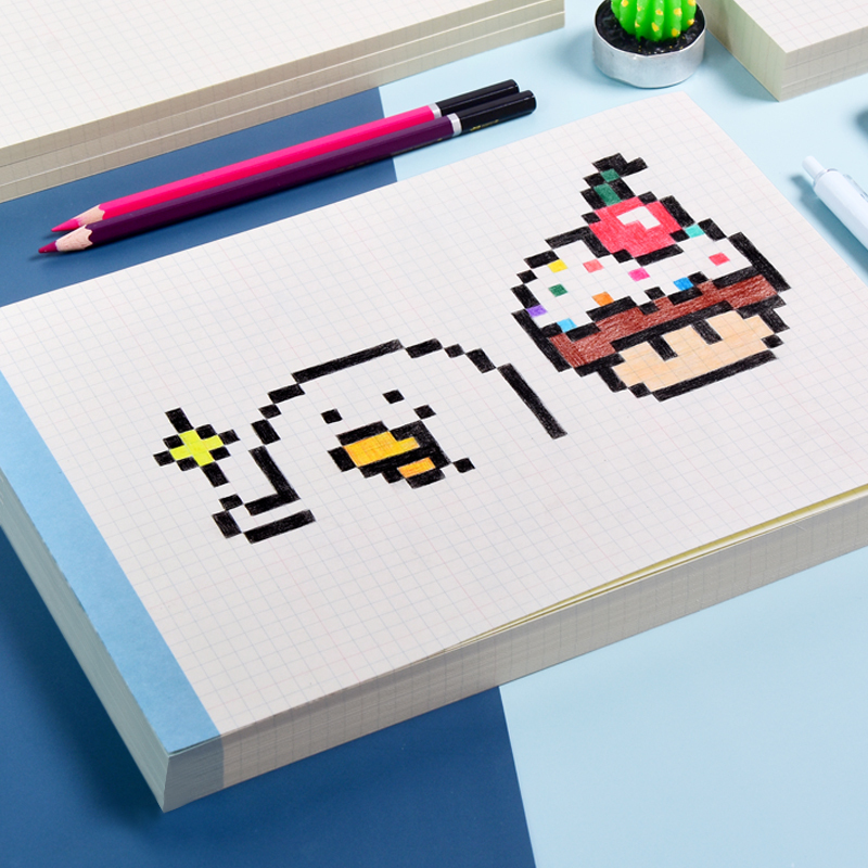 笔记本子大学生用文具网像素画小本方格本方格子数学计算横线草稿本