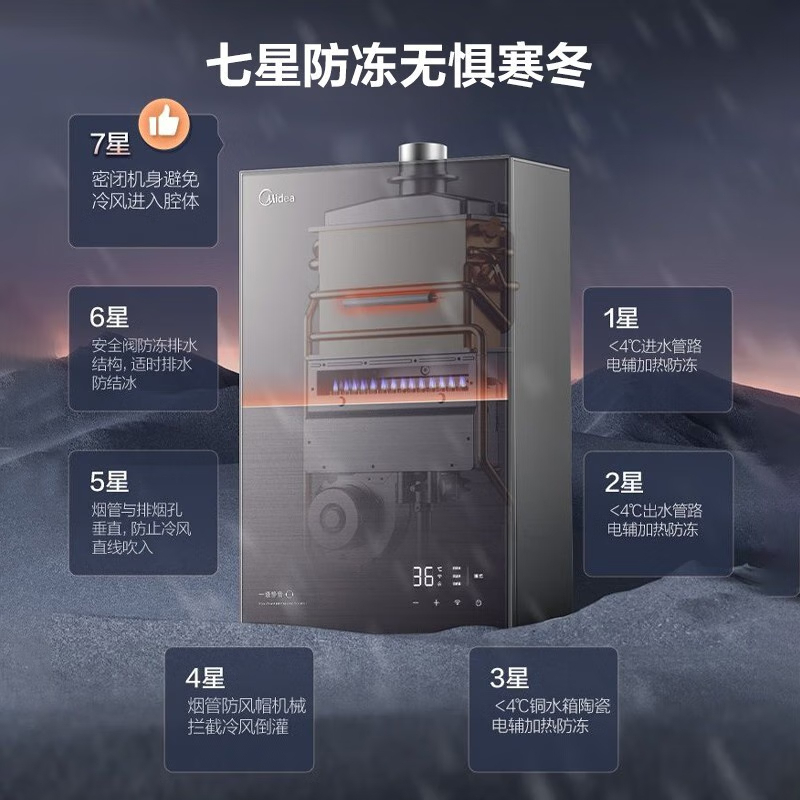 美的(Midea)[安睡M9 Pro]16升燃气热水器天然气零循环恒温家用高清大图