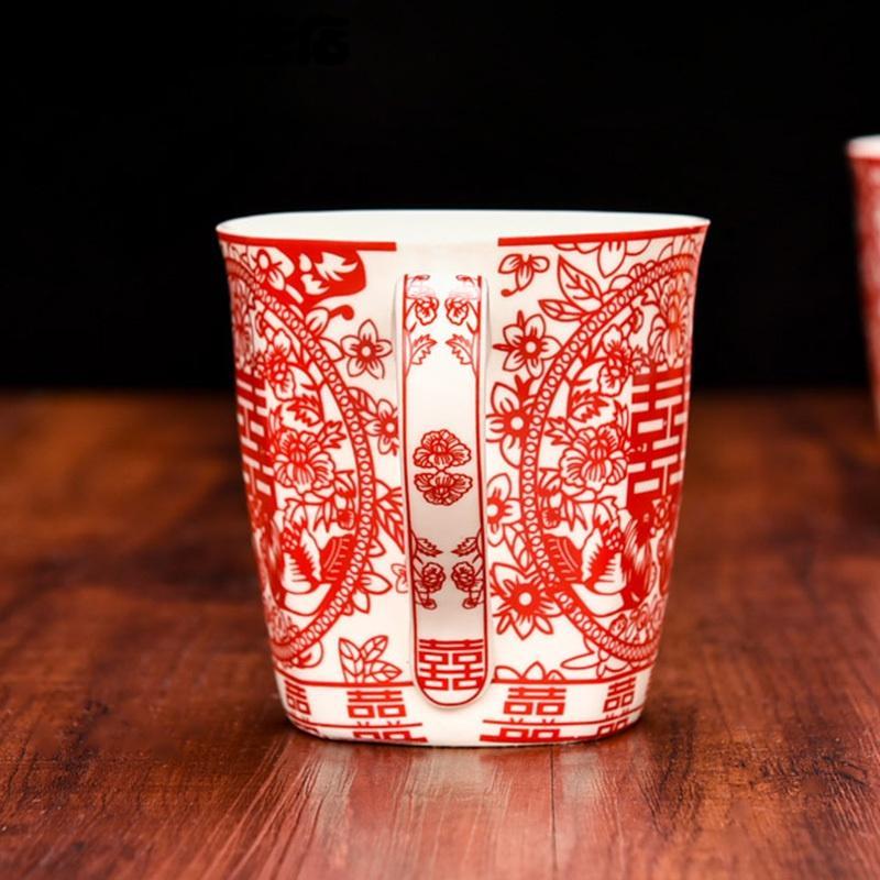 杯子 水杯 茶杯 陶瓷喜字茶杯 马克杯 牛奶杯 咖啡杯 结婚对杯 回礼品 情侣喜杯 婚庆用品