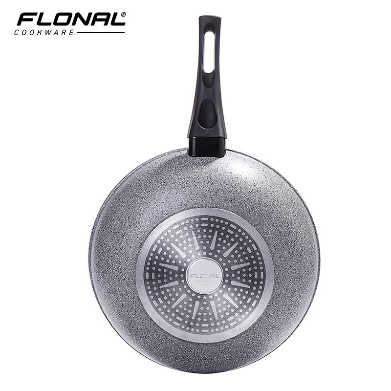 FLONAL经典火山岩复底系列32CM炒锅套装,不粘锅家用不沾锅平底电磁炉燃气灶适用