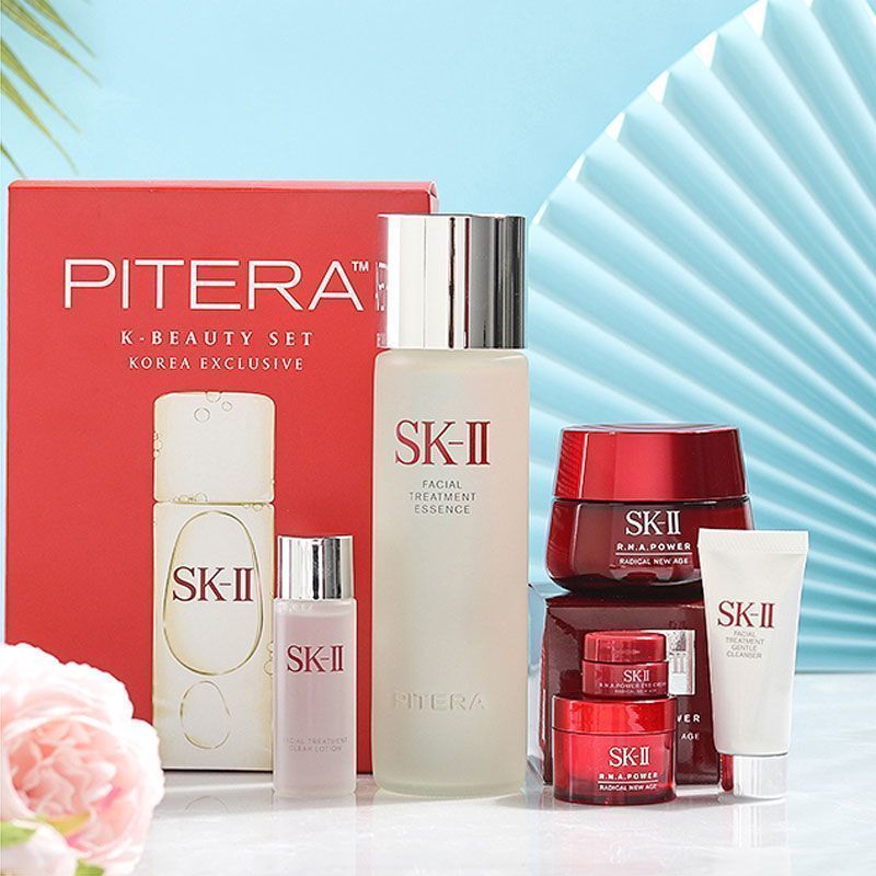 韩流美肌七件套装sk2skii清莹露大红瓶面霜眼霜面膜旅行装7件套装礼盒