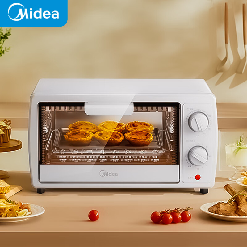 美的(Midea)10L家用多功能迷你小烤箱 均匀烘烤轻巧不占地广域控温 PT10K1