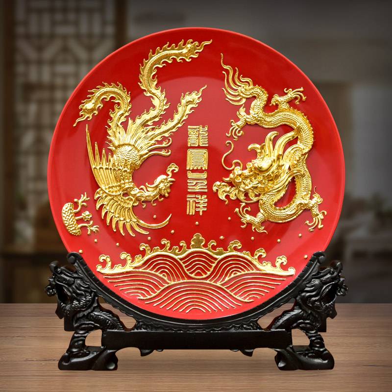 龙凤呈祥漆线雕客厅摆件实用结婚礼物送朋友闺蜜新婚礼品装饰