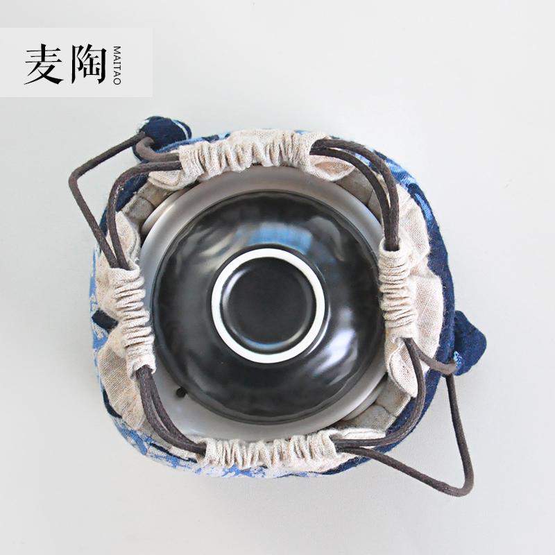 美帮汇茶具便携收纳袋旅行布袋包茶壶茶杯快客杯收纳包棉麻抽绳加厚高清大图